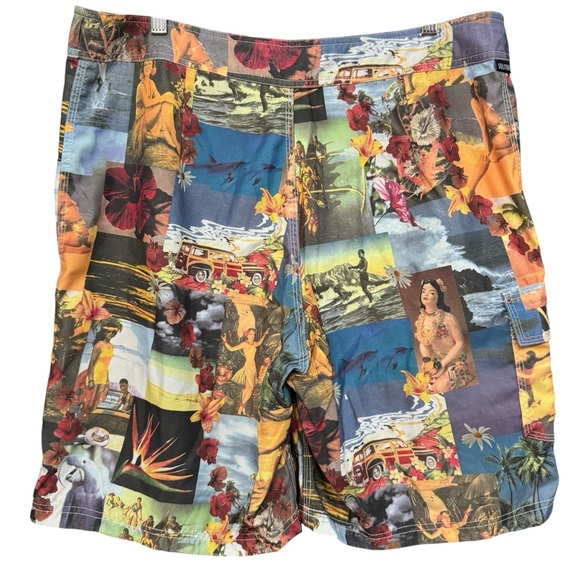 Solitude Hawaiian Collage Swim Trunks Men’s Size 36 - Picture 3 of 6